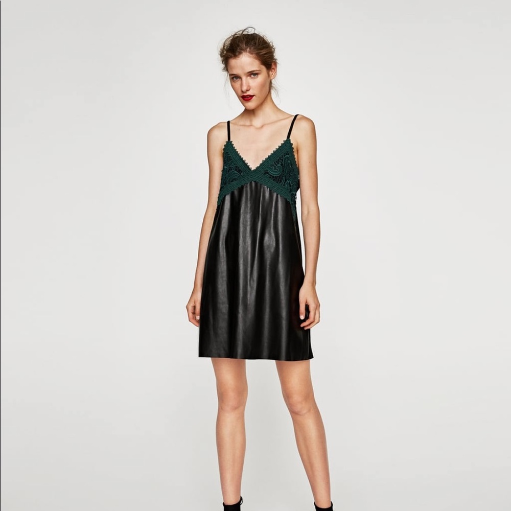 Beautiful Zara faux leather lace dress
